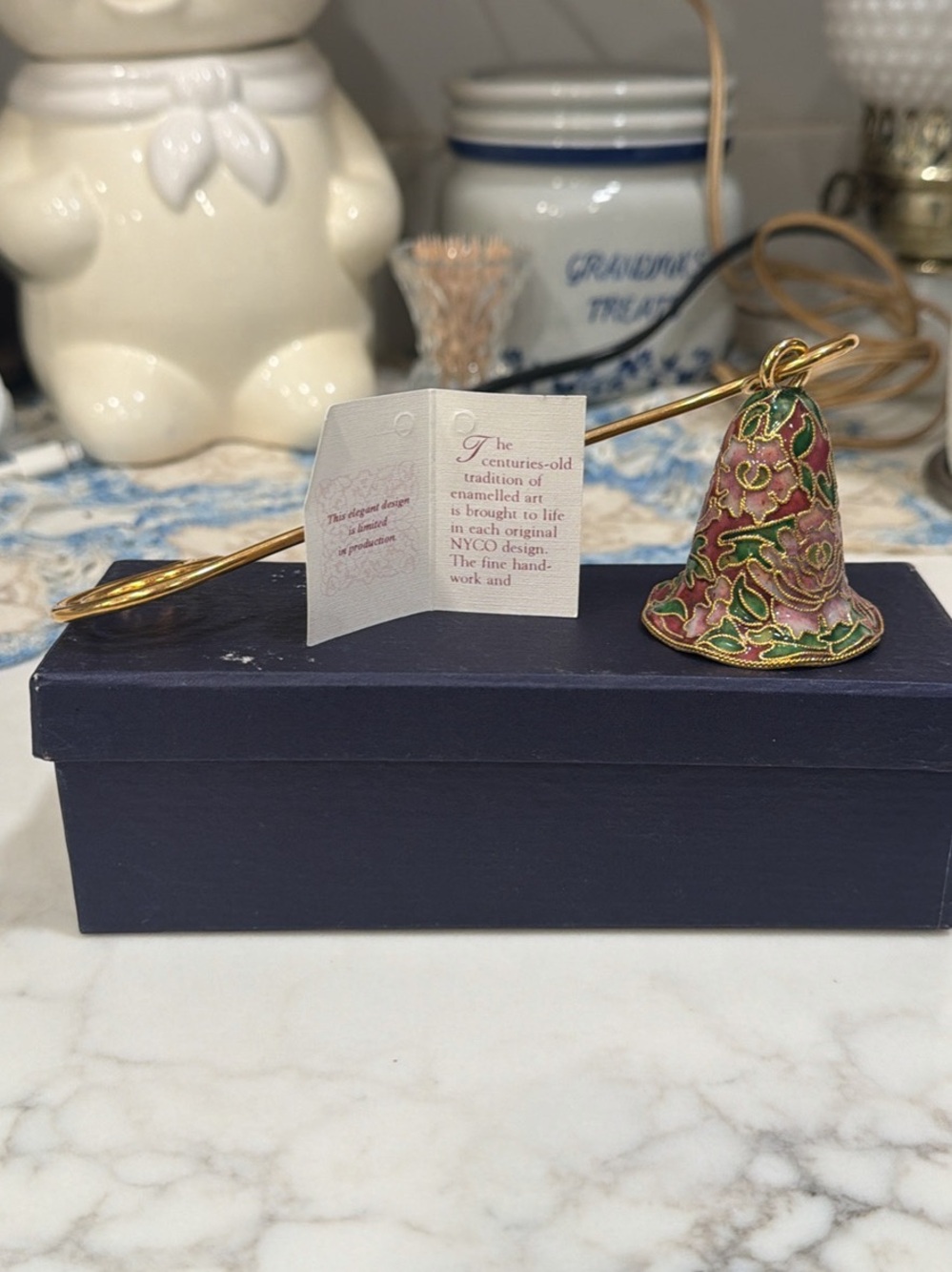 NYC Enamel Cloisonné Candle Snuffer Pink & Green